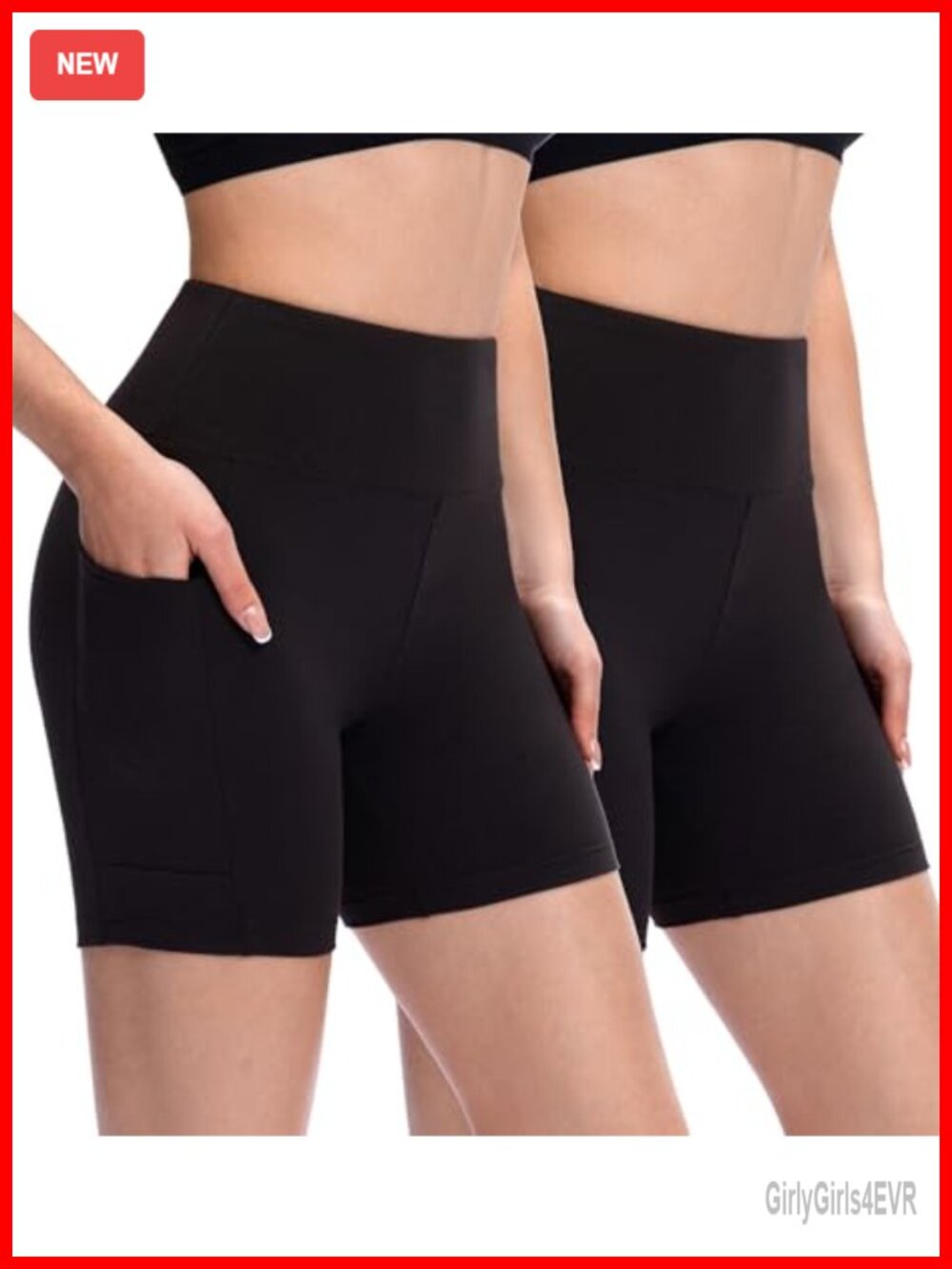 OVESPORT 2 Pack Workout Biker Shorts High Waisted Yoga Gym Short